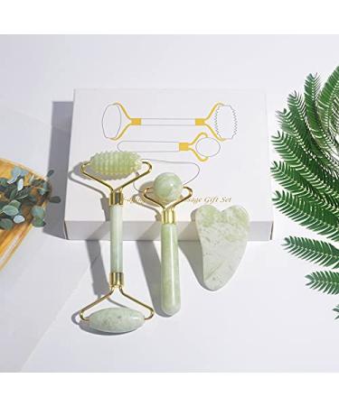 NuAngela Jade Face Roller & Gua Sha Kit - 3 in 1 Natural Skincare Solution for Dark Circles Puffiness Relief & Radiant Skin | International Shipping Available - Buy Online on GoSupps.com