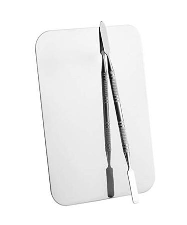 Makeup Palette Small Stainless Steel Cosmetic Spatula Rectangle Shape Foundation Mixing Plate Tool