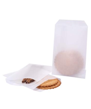 Flat Glassine Waxed Paper Treat Bags 4x6 Semi-Transparent for Bakery Cookies Candies Dessert Chocolate Party Favor, Pack of 100 by Quotidian (4'' x 6'') White 4x6 Inch (Pack of 100)