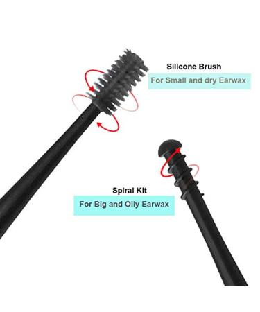IKAAR Ear Wax Remover Kit - 2Pcs Soft Silicone Double Head Ear Pick Cleaner Tool | Spiral Design | Black + Pink - Buy Online on GoSupps.com
