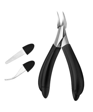 GIRAFEDA Precision Toenail Clippers for Thick and Ingrown Nails Heavy Duty Nail Scissors with Nail File and Nail Pick Podiatrist Ingrown Toenail Treatment Tools Kit for Men Women Elderly(Black