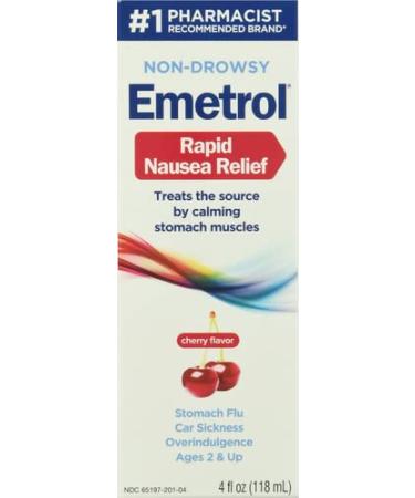 Non-Drowsy Emetrol for Nausea and Upset Stomach Relief Pharmacist-Recommended Cherry Flavor 4 Fl Oz