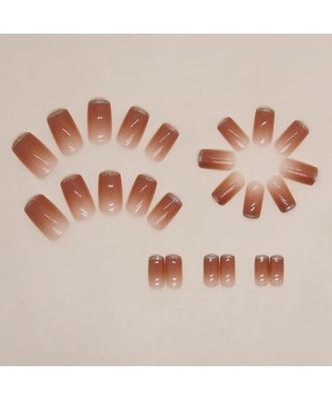SINLOV Medium Long Square Fake Nails Pink French False Nail Glossy Full Cover False Nails Press on False Nails for Women and Girls - Buy Online on GoSupps.com