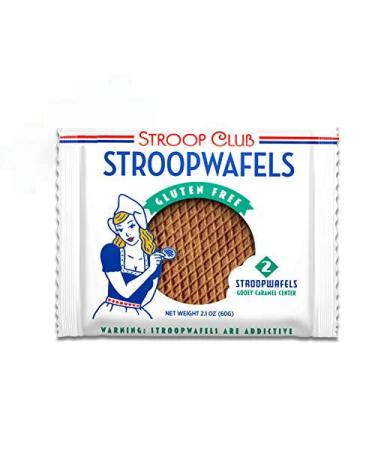 Stroop Club Authentic Gluten Free Stroopwafel with Dutch Caramel Center Filling - Healthy Breakfast Waffle - Gluten-Free Party Snacks- 2 Sweet Stroop Waffles per Wrapper - Pack of 6 (12 Wafels Total) 2 Count (Pack of 6)