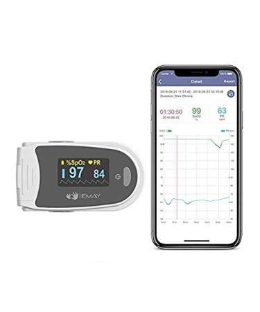 EMAY Sleep Oxygen Monitor with 40-Hour Memory | Overnight Pulse Oximeter for O2 Tracking | Continuous O2 & HR Recording Plus Report - Buy Online on GoSupps.com