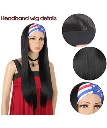 Xtrend 24 Headband Wig 24 Inch Straight Black None Lace Front Glueless Natural Looking Wig for Women - Daily Use - Buy Online on GoSupps.com