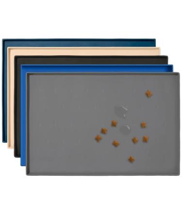 Leashboss XL Dog Mat for Food and Water Bowls, Silicone Waterproof Cat and Dog Feeding Mats for Floor, Non Slip with Raised Edges to Prevent Spills, Rubber Pet Dish Placemat Tray, Dishwasher Safe XL - 25" x 17" Grey - Buy Online on GoSupps.com