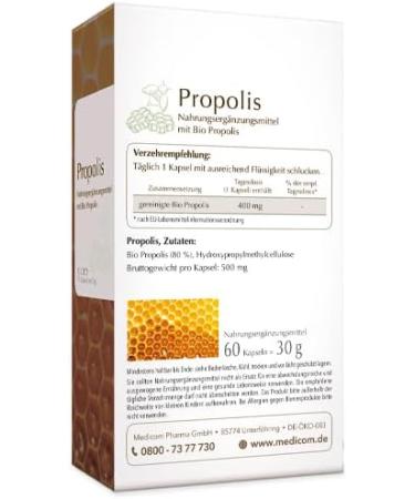 Buy Medicom Organic Propolis Capsules - Natural Bee Resin Complex for Health & Well-being - 60 Capsules - Buy Online on GoSupps.com