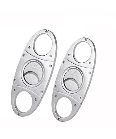 PIPITA Cigar Cutters 2pcs/Pack Stainless Steel Super Sharp Guillotine Cutter with Double Blades Perfect for Cigars Portable with bag