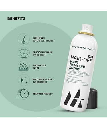 MOUNT_AINOR Hair Removal Cream Spray for Men - Painless & Natural Hair Removal for Chest Back Arms Legs & Underarms - 200ml Certified & Dermatologically Tested - Buy Online on GoSupps.com