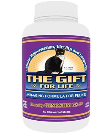 THE GIFT FOR LIFE Advanced Feline Hip and Joint Supplements for Cats, 60 Pain Relief Chewable Treats, Youthful Energy Gourmet Beef Liver, Slow Aging, Increase Vitality and Longevity for All Breeds