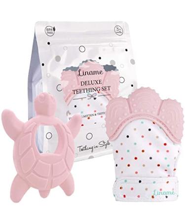 Liname Baby Glove Teething Feasts - BPA Free Washable & Durable - Includes Bonus Teething Ring - Pink - Buy Online on GoSupps.com