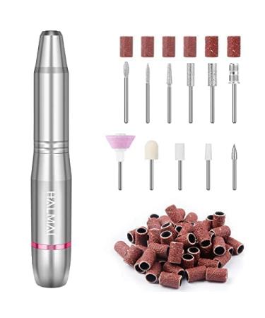 HALMAI Electric Nail Drill Machine with 11 in 1 Kit Bit & 66 Sanding Bands,Portable Electric Nail File Efile for Acrylic Gel Nails, Manicure Pedicure Tool,Silver