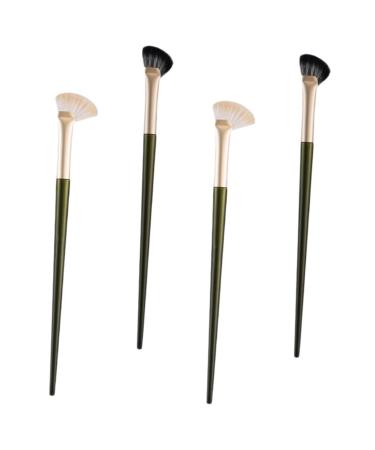 PAMINGONO 4pcs Nose Shadow Brush Angled Eyeshadow Brush Eye Concealer Brush Flat Concealer Brush Wooden Handle