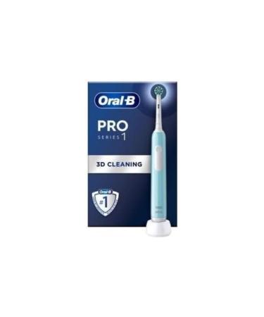 Oral-B Pro 1 Electric Toothbrushes For Adults With Pressure Sensor Christmas Gifts For Women / Him 1 Handle 1 Cross Action Toothbrush Head 1 Mode with 3D Cleaning 2 Pin UK Plug 600 Blue White 2 Piece Set