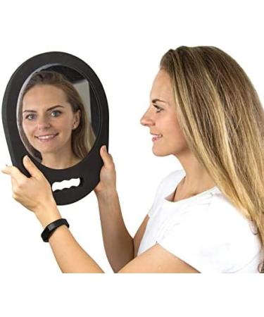 Mpowtech Round Handle Mirror: Durable Handheld Barber Mirror for Salons - Lightweight Foam Haircut Mirror (Black) - Buy Online on GoSupps.com