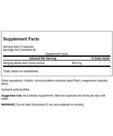 Swanson Stinging Nettle Leaf 400mg 120 Capsules - Urinary Tract & Respiratory Health, Prostate Support, Men's Health Herbal Supplement - Buy Online on GoSupps.com