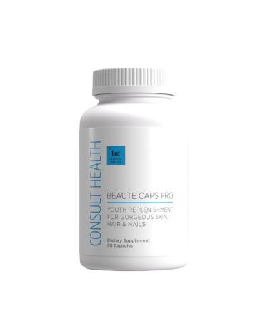 Consult Health Beaute Caps Pro - Supports Hair Growth Skin & Nail Health - Collagen Vitamins B6 B7 B12 D & 10 500 mcg Biotin - MSM Blood Orange - Anti-Aging - USA Made - Women & Men 60 Capsules 60 Count (Pack of 1)
