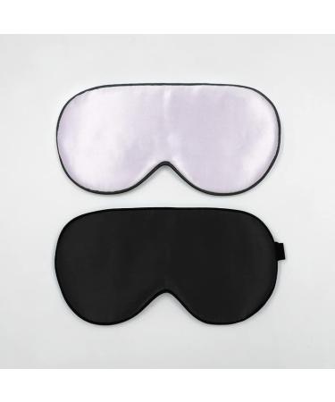 townssilk 2 pcs 100% Silk Sleep mask with Adjustable Strap Comfortable and Super Soft Eye mask Including 1 pc Balck and 1 pc laverder Blacklavender
