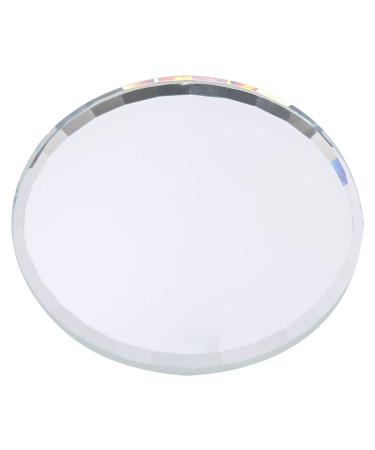 Luroze Nail Art Palettes  Mirror Round Color Mixing Glass False Nail Polish Makeup Display Plate  2.8 Inch Small Empty Manicure Holder Board Display Tools for Women Girls Photography Props(White)