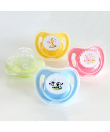 Xinsany Baby Silicone Pacifier with Hygienic Cap - Butterfly Shape, Animal Pattern, 4 Round Head Pink - Buy Online on GoSupps.com