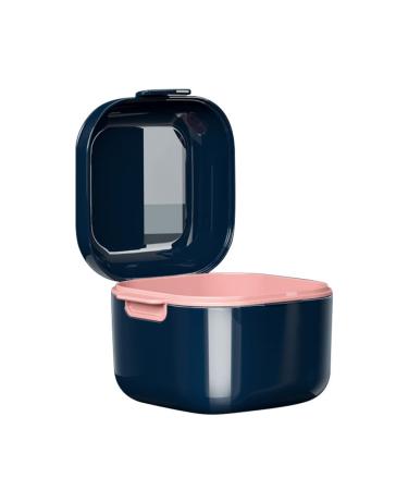 Mundsprung etui travel Sustainable storage box for false teeth organizer reusable immersing cleaning organization container dark blue