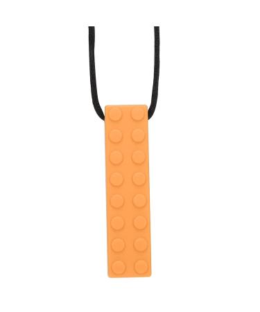 Silicone Building Blocks Baby Teether Necklace | Teething Stick Chew Pendant for Babies (Orange) - Buy Online on GoSupps.com