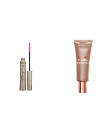 L Or al Paris Telescopic Mascara Eyelash Lengthening Mascara Unique Non-Clumping Formula Deliverin & True Match Lumi Glotion Natural Glow Enhancer Instantly Hydrates and Illuminates Skin Black Mascara + Glow Enhancer 40 Ml
