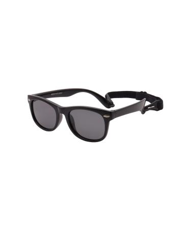 FOURCHEN Flexible Polarized Baby Sunglasses for Toddler and Infant with Strap Age 0-3 Black