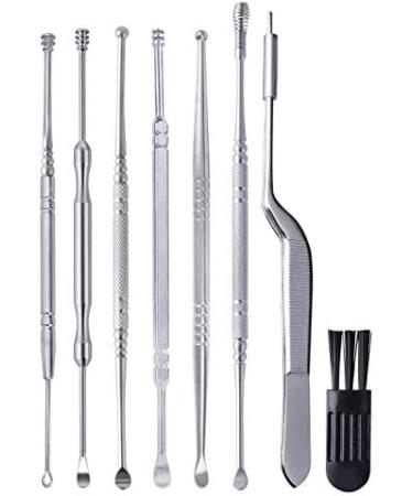 wemee Silver 7Pcs Stainless Steel Ear Pick Spoon Ear Wax Cleaner Health Curette Ear Earwax Remover Cleaning Selection Tools - Buy Online on GoSupps.com