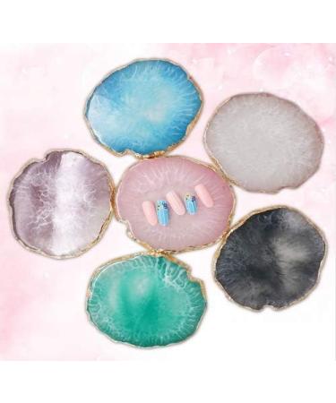 Polish Mix Palette Resin Nail Art Palette Paint Drawing Color Dish Golden Edge Resin Stone Paint Drawing Color Dish Manicure Nail DIY Tool(Pink) - Buy Online on GoSupps.com