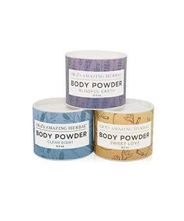 Natural Talc Free Powder Travel Size Body Powder Body Powder for Women 3 Aromatherapy Scents in Sustainable Packaging Dusting Powder Gift Set Ora's Amazing Herbal 3 Pack Body Powder