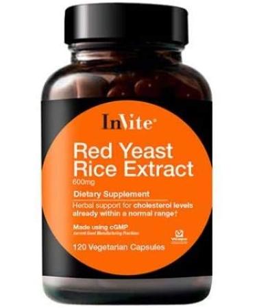 Invite Health Red Yeast Rice Herbal Support for Cholesterol Levels Already Within a Normal Range 120 Vegetarian Capsules (Pack of 2)