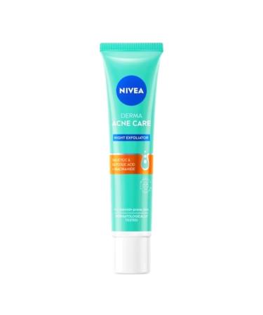 NIVEA Derma Acne Care Night Exfoliator with Salicylic Acid Glycolic Acid Niacinamide for Blemish-Prone Skin 40ml