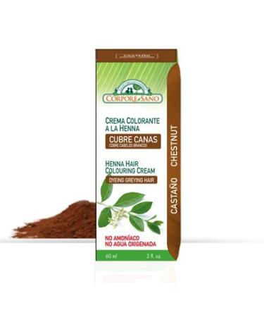 Henna Semi-permanent Hair Color Cream. Intense Highlights- Provides Gray Coverage 60ml/2 Fl.oz. (chestnut)