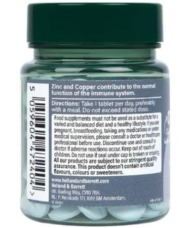 Holland & Barrett Zinc & Copper 15mg 120 Tablets - Immune Support Supplement - Buy Online on GoSupps.com