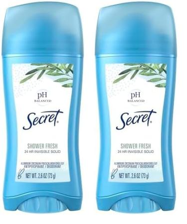 Secret Invisible Solid Antiperspirant and Deodorant for Women Shower Fresh Scent 2.6 oz (Pack of 2) Shower Fresh 2.6 Ounce (Pack of 2)