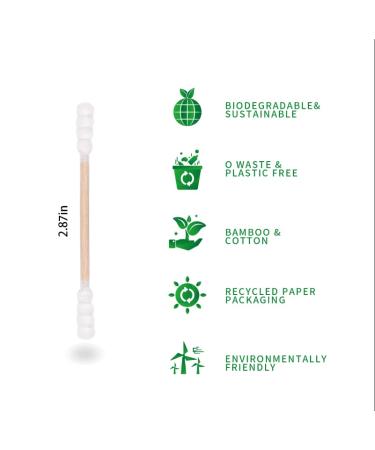 Organic Cotton Swabs with Wooden Sticks 200 Pcs Pack - Biodegradable Bamboo Spiral Head Qtips for Ears and Makeup - Buy Online on GoSupps.com