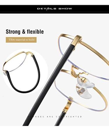 SERONI Blue Light Blocking Glasses for Men & Women | Anti-UV Round Metal Frame | 50mm for Computer & Reading - Buy Online on GoSupps.com