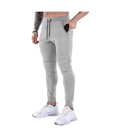 Wangdo Men's Slim Joggers Gym Workout Pants,Sport Training Tapered Sweatpants,Casual Athletics Joggers for Running Grey Small