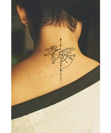 Waterproof Temporary Tattoo Stickers - Set of 12 Compass Grey Watercolor Blue Designs - Buy Online on GoSupps.com