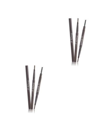 DOITOOL 2pcs 2 1 Eyebrow Brush Waterproof Brow Pencil Eyebrow Pencil Waterproof Eyebrow Powder 3d Triangle 1 count (Pack of 1) As Shownx2pcs