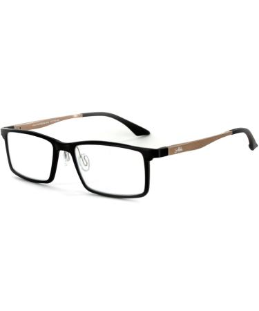 "Alumni RX04 Square Aluminum-Titanium Alloy RX-Able Reading Glasses +1.50 Black Gold