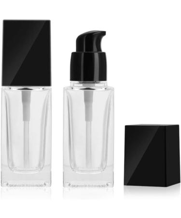 minkissy 3pcs Empty Glass Pump Bottles Square Cosmetic Bottles Refillable Makeup Dispensers for Foundation Lotion Cream 30ml (Black Cap) - Buy Online on GoSupps.com