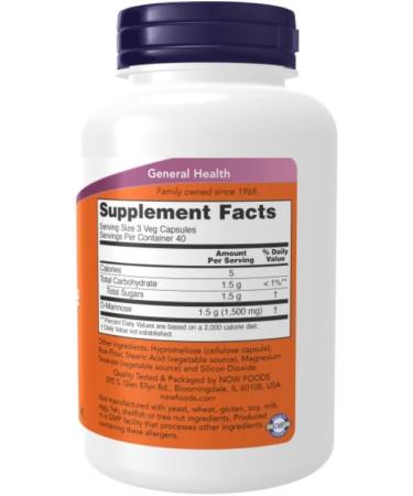 Now Foods D-Mannose 500mg - 120 CT - Urinary Tract Health Support - Buy Online on GoSupps.com
