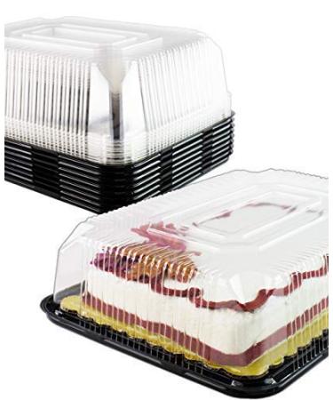Chefible Rectangle Cake Containers | Sturdy and Stackable | High Top Design For One or Two Layer Cakes | 1/4 Size Cake Containers- Set of 8 8 Count (Pack of 1)