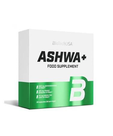 BioTechUSA Ashwa+ Compl ment alimentaire sous forme de g lule avec des extraits d Ashwagandha de th vert et de Panax Ginseng 30 g lules