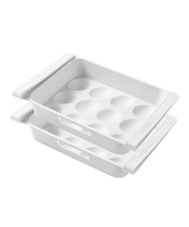 Generic 2pcs box Multi-purpose Home Drawer Storage Case Type for Fridge Refrigerator White Household Egg White 26x18cm