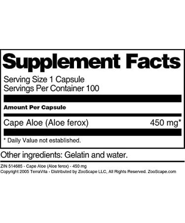 Cape Aloe (Aloe ferox) - 450 mg (100 Capsules ZIN: 514685) - Buy Online on GoSupps.com
