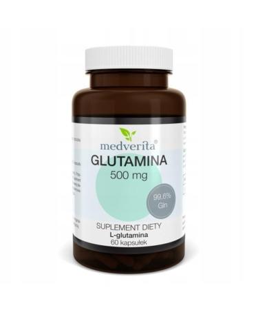 Medverita - Glutamine 500mg - Amino Acid - Supports the immune system - Dietary supplement - 2 capsules per day - 60 capsules